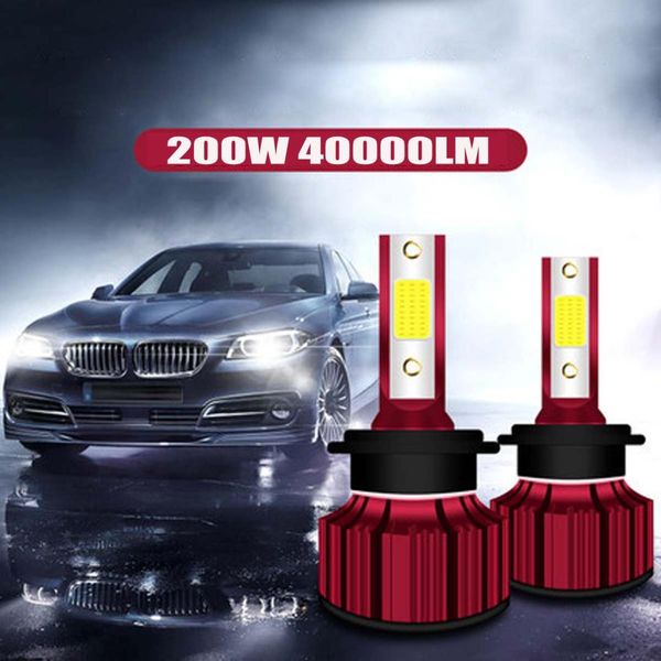 

2x 200w 40000lm car led headlight bubls mini headlight kit for high power bulb fog light 6000k white h7 h8 h9 h11 h4 9003 hb4