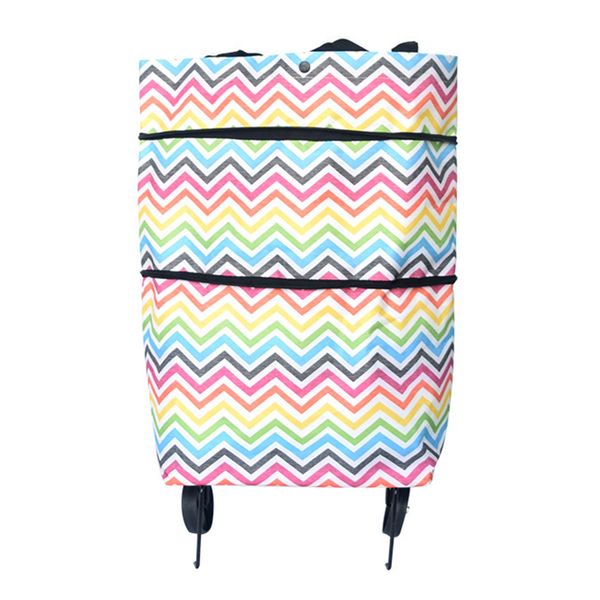 

home portable lightweight shopping bag fashion trolley on wheels oxford cloth folding large capacity reusable eco-friendly cart