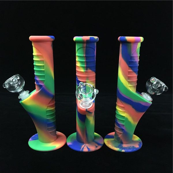 

9.5 inch silicone bong with glass bowl nail glass bong glass pipe water bongs with accessory ing