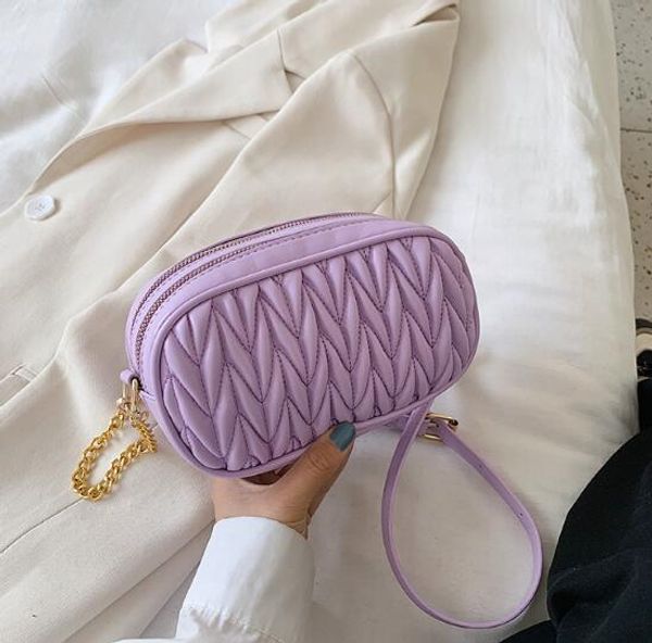 

ins женщина мешки плеча плиссированной конфета летняя сумка plain цепь crossbody два zipper totes сумка