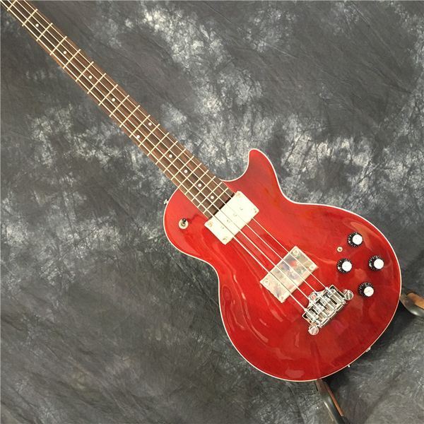 

custom 4-string lp electric bass guitar, red hardware lp bass guitar, ing