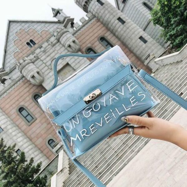 

clear transparent pvc shoulder bags women candy color women jelly bags purse solid color handbags sac a main femme crossbody bag