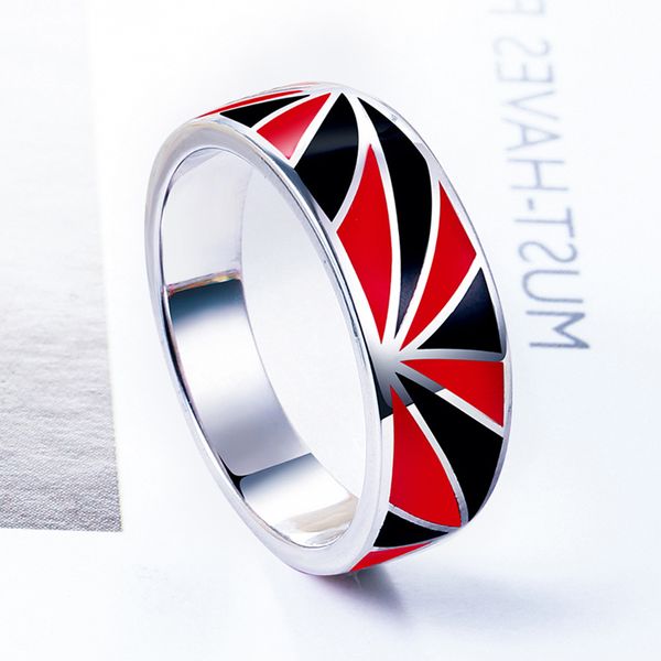 

creative black red enamel 925 sterling silver rings for women fashion brand epoxy s925 silver wedding engagement party jewelry, Slivery;golden