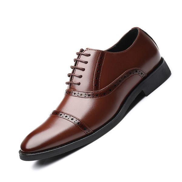 

mazefeng brand 2020 oxford mens dress shoes formal business lace-up full grain leather minimalist shoes for men plus size 38-48, Black