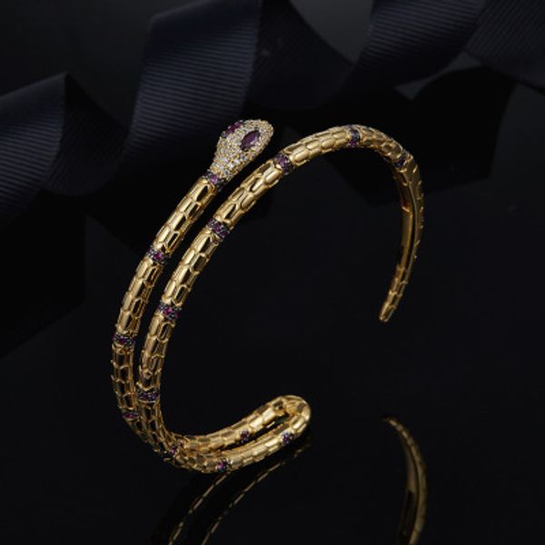 

wholesale- yellow silver uraeus bracele with synthetic red stone, Golden;silver