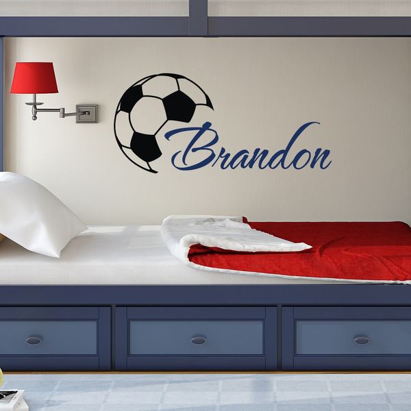 PERSONALISED NAME FOOTBALL WALL ART STICKER QUOTE DECAL BOYS CHILDRENS DECOR DIY