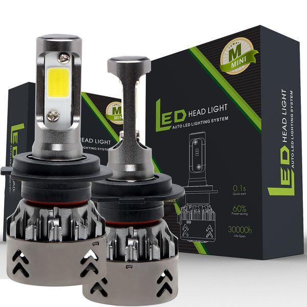 

1 pair led car lights headlight bulbs h4 h7 9006 h8/h9/h11 ip68 car modification 60w 6000ml 6000-6500k hi-lo beam super bright