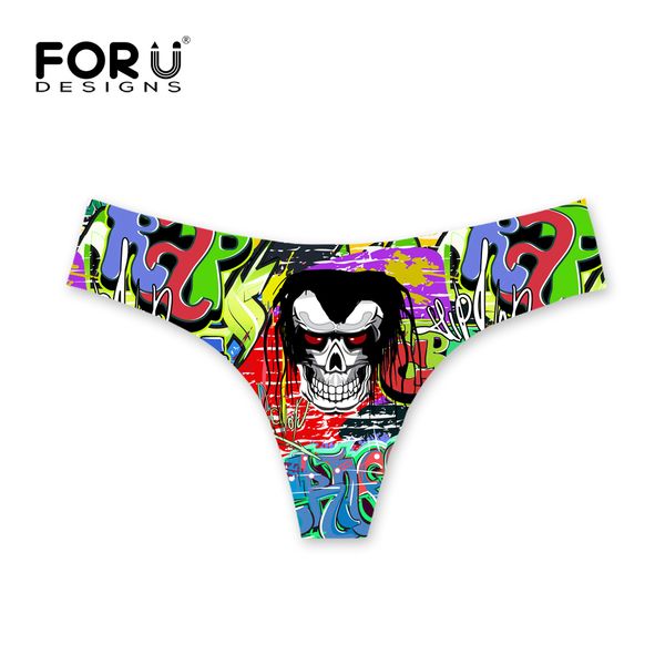 

forudesigns women's swimming suit g-string thong swimsuit harajuku graffiti printing low waisted bikini bottoms swimwear