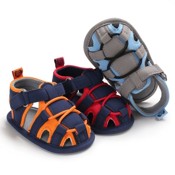 

3 color summer baby boys fashion breathable anti-slip mixed color shoes casual sandals toddler soft soled for 0-18m boys, Black;red
