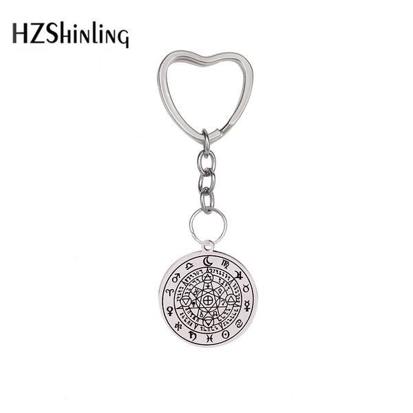 

2019 hzshinling new stainless steel sigil black magic witchcraft keychain sigil amulet logo jewerlry trendy accessory, Silver