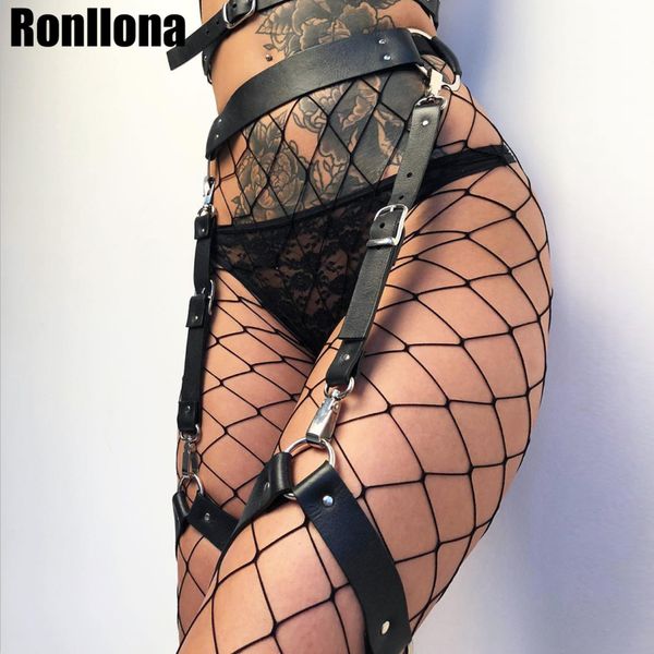 

fashion women harness body belts garters bondage belt punk strap band from waist to leg adjustable suspender straps fetish, Black;white