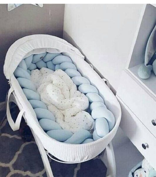 

2/3/4m length newborn baby bed bumper pure weaving plush knot crib bumper kids bed baby cot protector handmade nordic knot