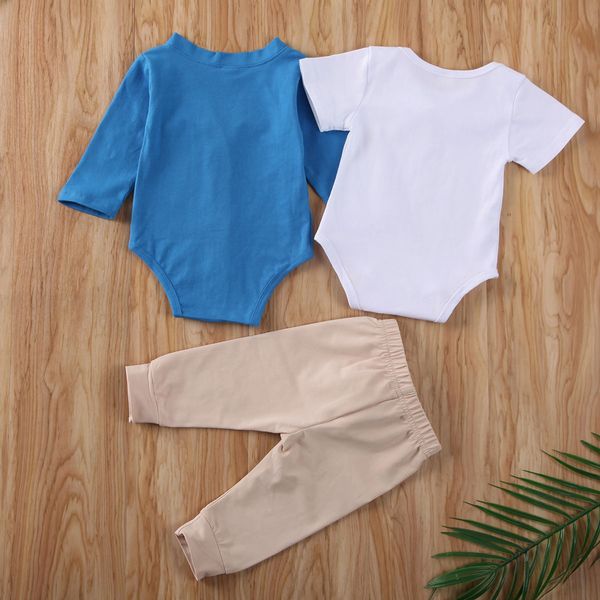 

newborn baby girl boys clothes sets easter rabbit print romper pants 3pcs outfits set 0-24m, White