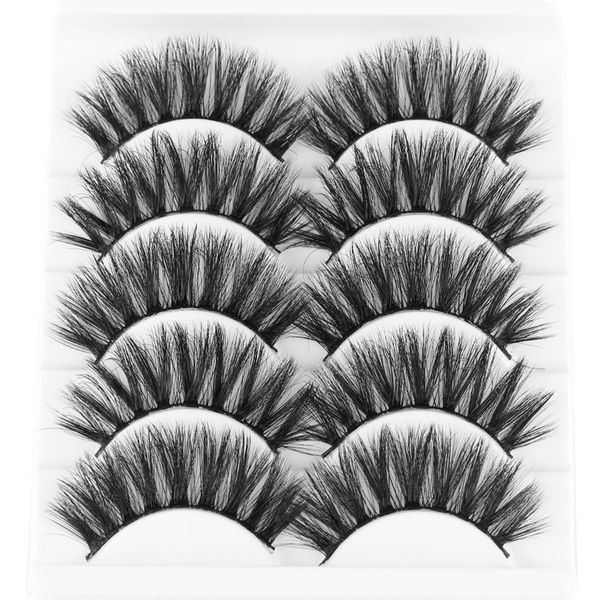 

5pairs/set 3d mink hair false eyelashes wispy fuller thick lashes natural long lashes handmade eyes makeup extension tools