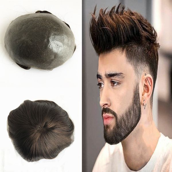 2019 Thin Skin Toupee For Men Thin Pu Human Hair Toupee