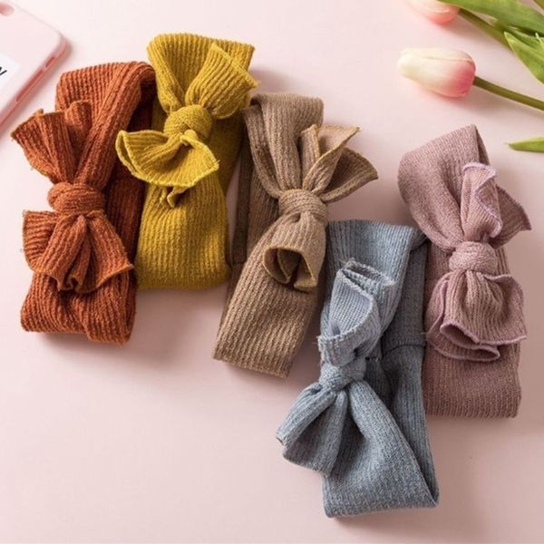 

hair accessories cute baby girls kids turban flower fashion cotton bow knot solid headband bands head wrap, Slivery;white