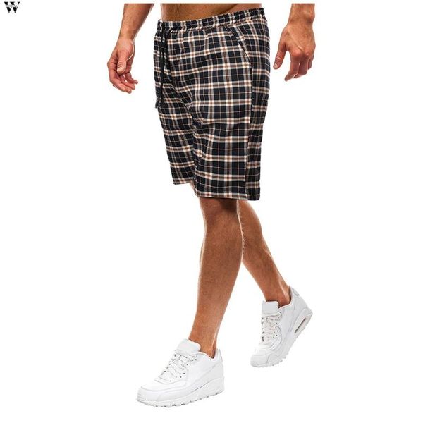 

yesterlike men's shorts summer 2021 casual men drawstring plaid male mens streetwear beach fashion 4.10, White;black