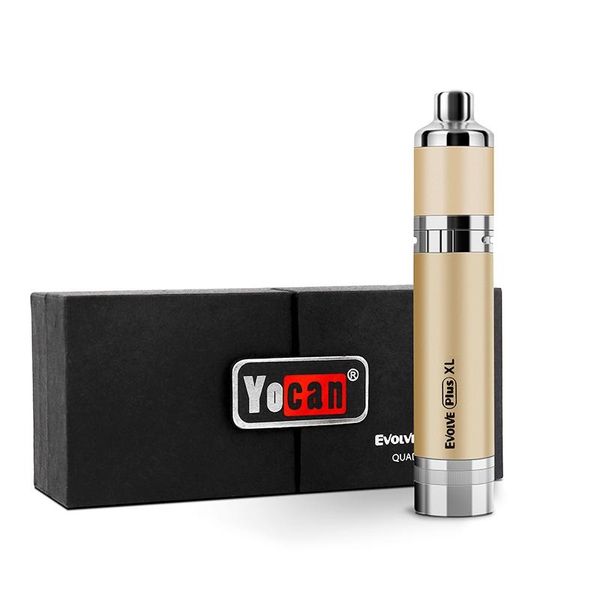

Аутентичные yocan развиваться плюс XL стартовые наборы воска действие 1400mah даб ручка испаритель комплект с силиконовой банкой квад кварцевый стержень катушки для электронных сигарет