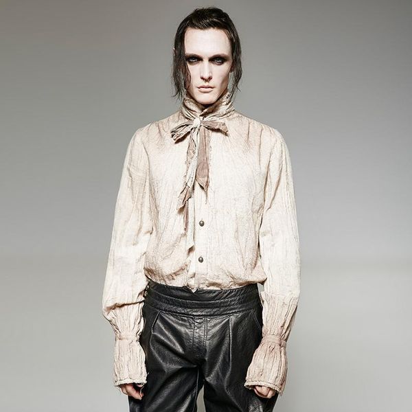 

punk rave men's do old style steampunk tie shirt y-714m, White;black
