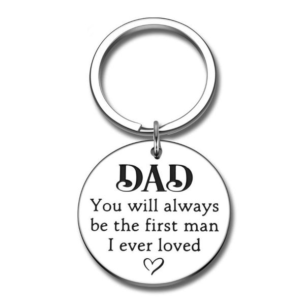 

step dad keychain father day gift for dad puppy you will always be the first man i ever loved wedding gifts for, Silver