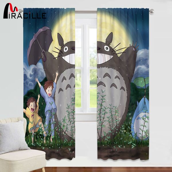 2019 Miracille Cartoon Totoro Curtains For Kids Living Room