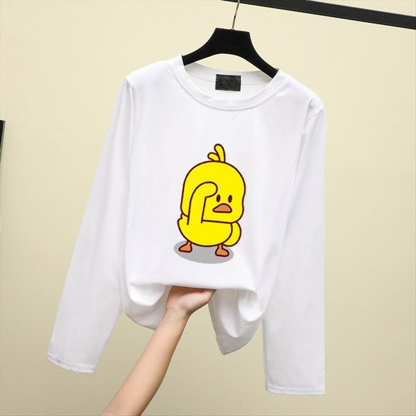 

double-grinding milk silk autumn long sleeve loose t-shirt women all-match women's t-shirt milk silk student class clothes, White