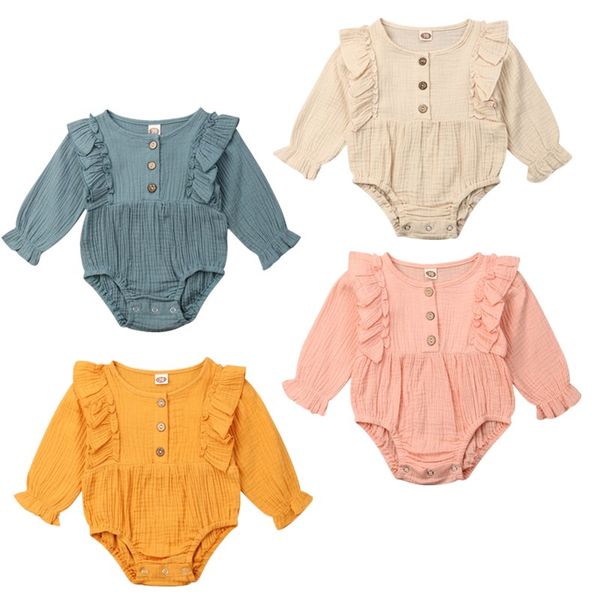 

new 4colors toddler baby girl ruffle romper soft jumpsuit outfit sunsuit autumn clothes, Blue