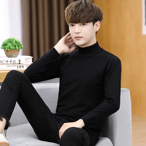 

in the fall and winter of 2020 men long han edition half a turtle neck long knitting render unlined upper garment, White;black