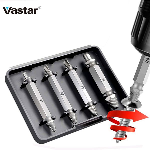 

vastar 4pcs damaged screw extractor drill bits guide set broken speed out easy out bolt stud stripped screw remover tool