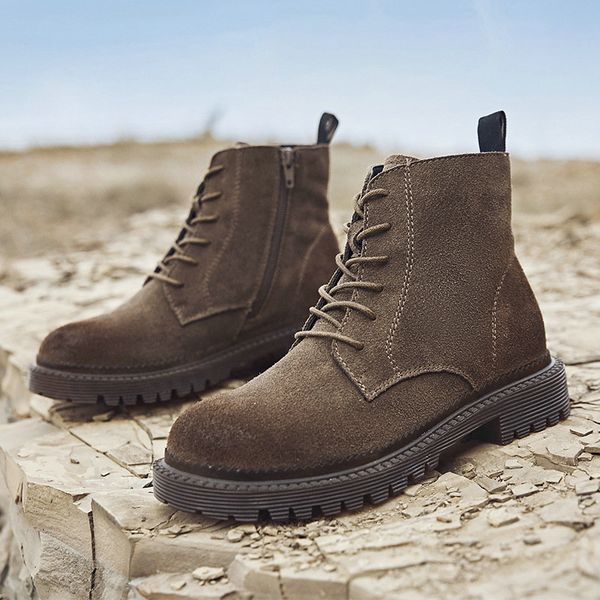

boots 2021 genuine leather female british wind retro students korean version warm thick-soled women, Black