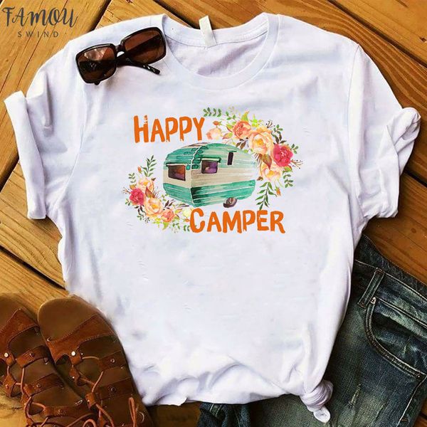 

мода женщины t женщин беззаботной цветочные женщин цветочные road trip graphic tee shirt femme топ tshirt женский женская одежда футболка, White