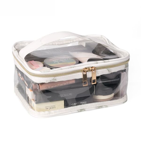 

transparent pvc cosmetic bag marble makeup bags travel organizer beauty case neceser make up case waterproof toiletry bag cn257