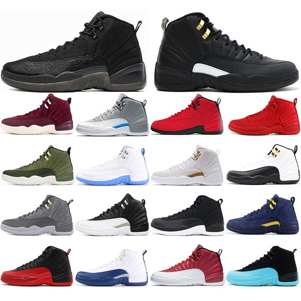 

with socks 12s ovo white gym red wntr the master basketball shoes men flu game french blue cny sports sneakers 40=47