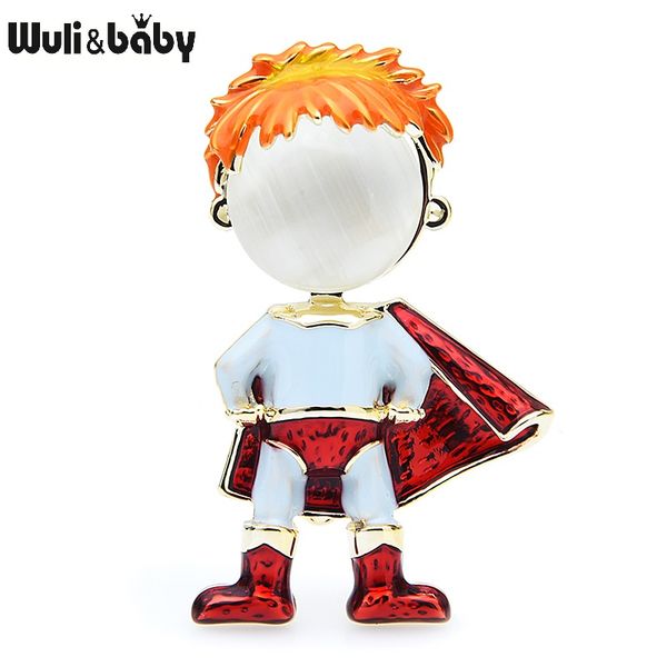 

wulibaby эмаль опал броши женщины сплав красный зеленый плащ мальчик рисунок партия повседневная брошь булавки подарки, Gray