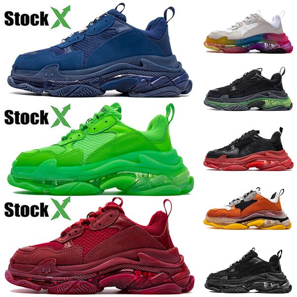 

brand crystal bottom paris triple-s 17fw brand men women designer luxury casual shoes vintage dad platform sneakers trainers stock x, Black