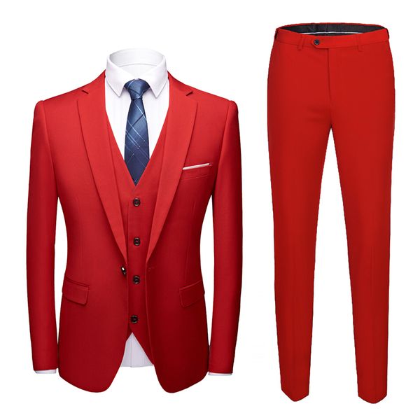 

men's suits & blazers 2021 spring men 3 pieces jacket pants business uniform office suit wedding groom tuexdo slim fit single button ca, White;black