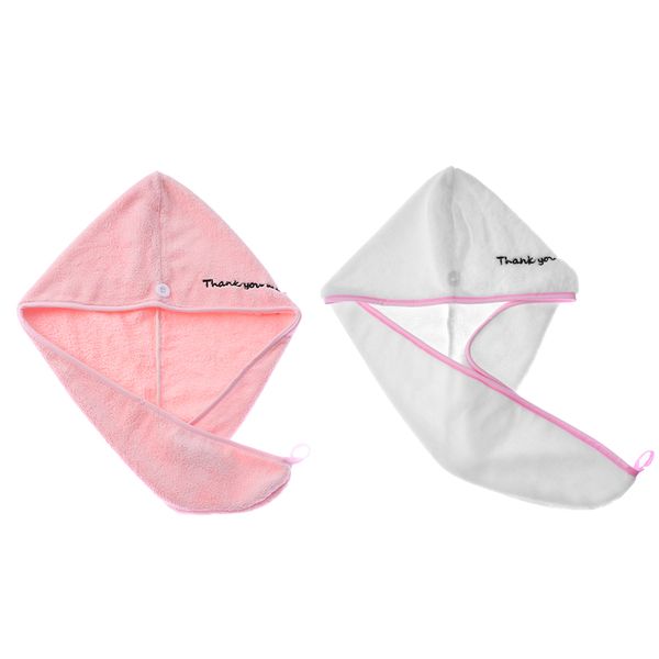 

1pc microfiber towel quick dry hair hats magic drying turban wrap hat cap bathing shower button shower cap hair dryer