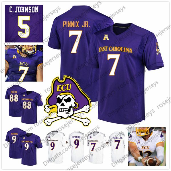 

ecu east carolina pirates #5 chris johnson gardner minshew ii 7 zay jones darius pinnix jr. 9 david garrard purple white black jersey