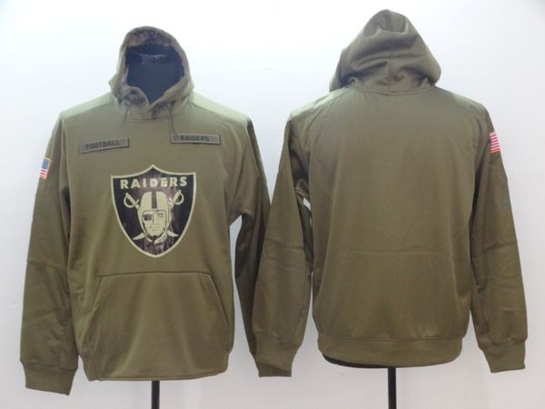 

2018 Oakland Sweatshirt Raiders Men Women Youth Salute to Service Sideline Therma Performance Pullover Hoodie Olive
