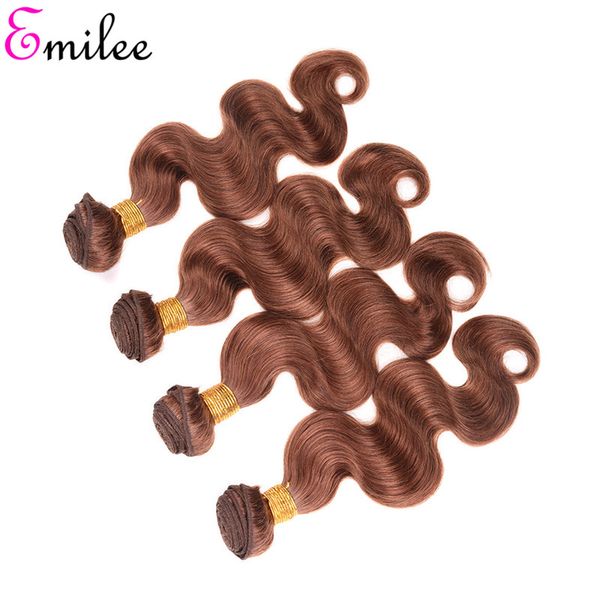 

emilee pre-colored 30# hair indian #30 light brown color body wave ombre hair with closure brown remy hair, Black