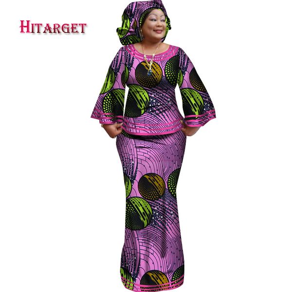 

hitarget 2019 новые африканские свободные платья kanga для женщин dashiki традиционный хлопок топ юбка набор из 3 шт. одежда wy2372, Red