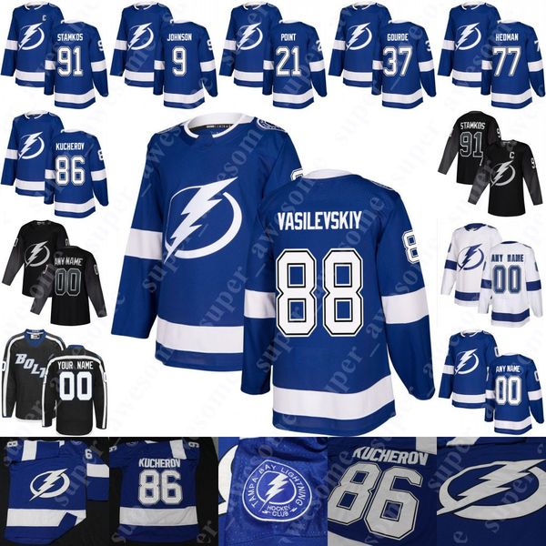 

Tampa Bay Lightning Jersey Ryan McDonagh Andrei Vasilevskiy Nikita Kucherov Steven Stamkos Brayden Point Yanni Gourde Victor Hedman Johnson