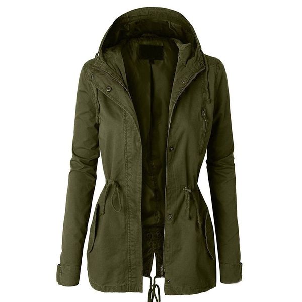 

women trench coat winter 2019 thick hooded black jackets casual zipper hoody overcoat outwear harajuku punk gothic clothing 2019, Tan;black