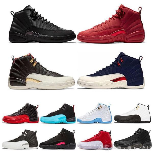 

12 12s mens basketball shoes winterized gym red college navy wings black cny bulls university blue men sport sneakers 7-13