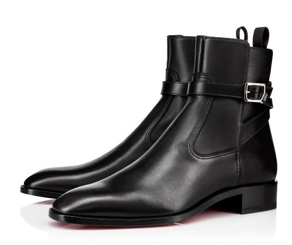 

elegant classics kicko black leather boots red bottom designer men's shoes samson flat middle shoes casual ,super perfect ankle boot wo