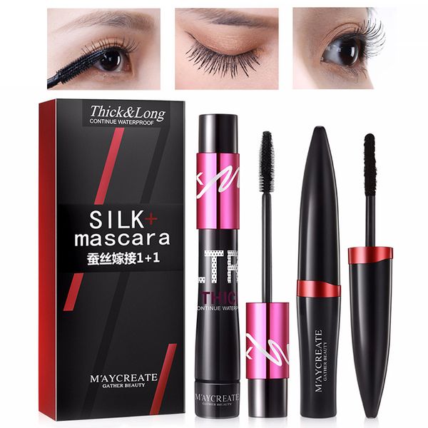 

eyelash extension fibers mascara eyelash lengthening curling waterproof silk fibers grafting black natural eye mascara set