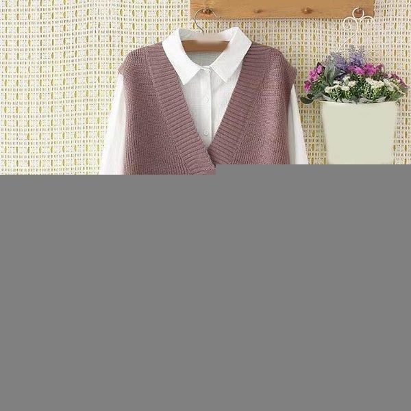 

2019 new women knitted pullover female solid sweater vests casual v neck plus size vests, Black;white
