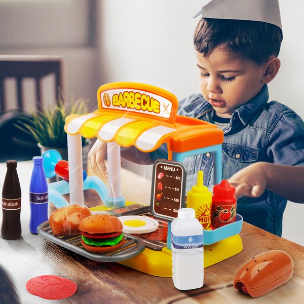 

kids bbq grill pretend play vendor shop toy kitchen barbecue food cooking set holiday gift in us stock