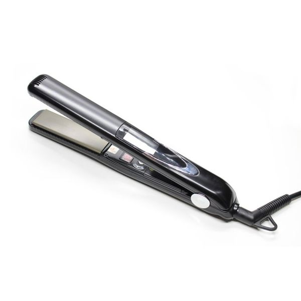 

professional vibrating titanium hair straightener digital display ceramic straightening irons flat iron hair styling tools, Black