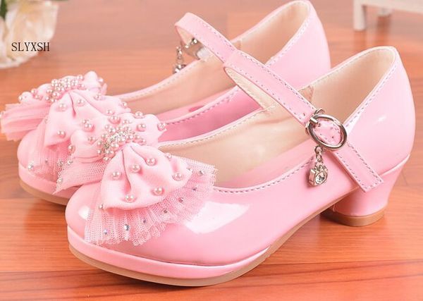

slyxsh обувь для девочек мода bowtie princess shoes детская вечеринка свадьба девушки танцуют на высоких каблуках летние жемчужные сандалии, Black;grey
